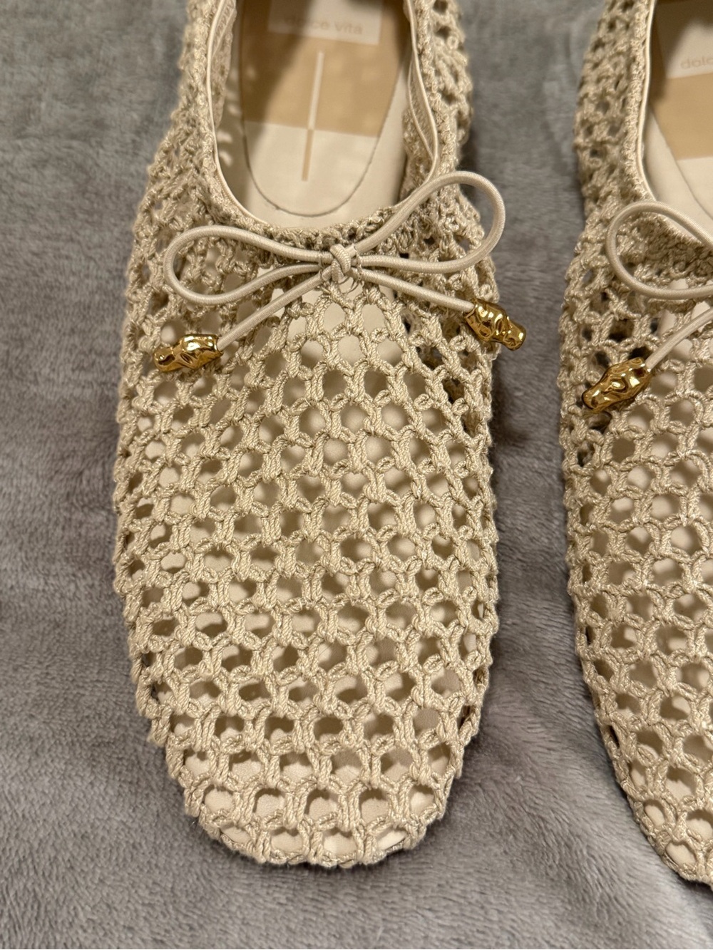 Dolce Vita Cream Kaylyn Crochet Ballet Flats with Bow - Picture 2 of 7